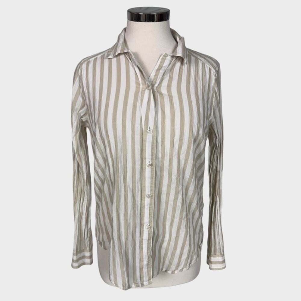Abercrombie & Fitch Small Green Striped Cotton Button Front Shirt